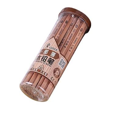 Imagem de bestgift Seis toras triangulares HB Lápis Ensino Fundamental Estudantes Prática Esboço Exames Cartão Revestido 2B Lápis 50z Cor de Madeira Hexagonal HB