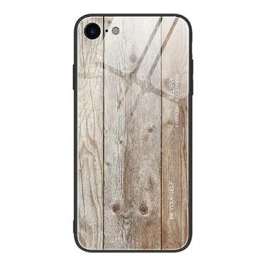 Imagem de Para iPhone SE 2020 Case Luxo Textura de Madeira Vidro Temperado Capa Traseira para iPhone 11 Pro Max XS X XR 7 8 Plus 6 6s 12,T4,Para iPhone 11