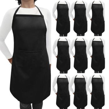Imagem de Avental Kit 10 Churrasqueiro Garçom Uniforme Cozinha Eventos Buffet Restaurante c/ Bolso Tecido Oxford