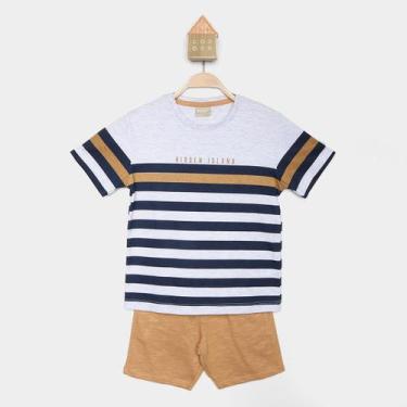 Imagem de Conjunto Curto Infantil Milon Listrado Camiseta + Bermuda Menino