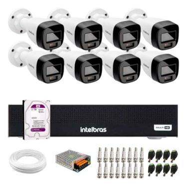 Imagem de Kit 8 Câmeras Intelbras VHD 1220 B G7 Full Color Bullet Full HD 1080p IR 20m + DVR Intelbras MHDX 3008-C + HD 2TB Purple
