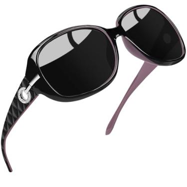Imagem de Óculos de Sol Feminino, Joopin Óculos de Sol Polarizado Proteção UV, Óculos Escuros para Mulheres, Óculos Escuros Borboleta, Óculos de Sol Brilhantes de Rhinestone (Preto Roxo/Cinza)