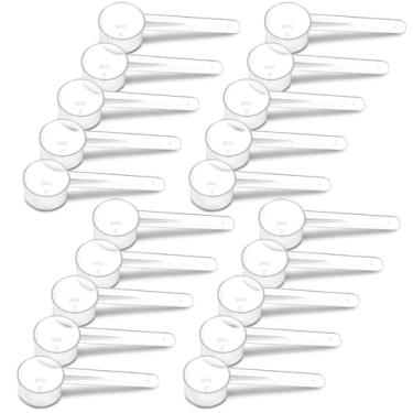 Imagem de Conjunto de 20 colheres de medição com cabo curto - 1 colher de chá (5 ml) colheres de plástico transparente para creatina, café, grãos, especiarias, pós e outros produtos secos, sem BPA, medida de