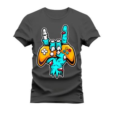 Imagem de Camiseta Plus Size T-shirt Unissex Algodão Rock Game Grafite G1
