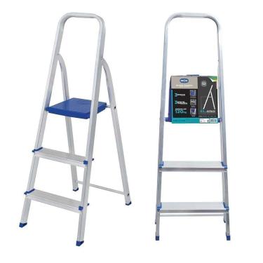 Imagem de Escada De Alumínio 3 Degraus Tesoura Capacidade 120 Kg Mor