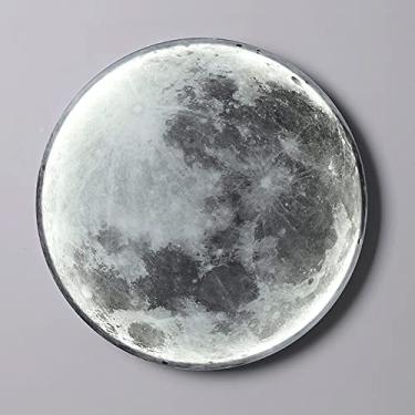 Imagem de Candeeiro de parede lunar plano.Arandela redonda do planeta com abajur acrílico, luz decorativa da atmosfera da iluminação da parede de fundo, luzes modernas da parede do diodo emissor de luz,