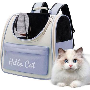 Imagem de Bolsa Mochila Transporte Pet Gato Animais Estimaçao Viagem Passeio Caminhada Visao Panoramica Ventilaçao Bolsos Ar