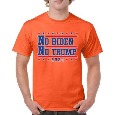 Imagem de Camiseta masculina No Biden No Trump 2024 Vote Eleição Presidencial Candidato Democrata Republicano Independente, Laranja, G