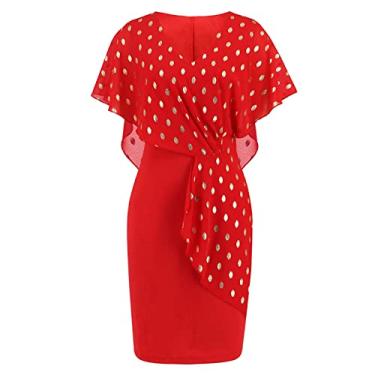 Imagem de Vestido de verão feminino de manga curta plus size mini vestido Y2K linha A vestido boutique vestido casual de comunhão, Vermelho, P
