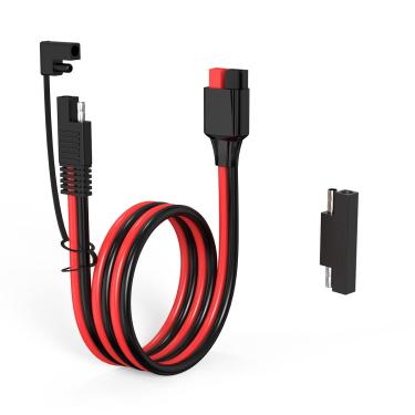 Imagem de ELFCULB Conector Anderson de 12 AWG para cabo de extensão SAE com adaptador reverso de polaridade SAE para painel solar portátil de estação de energia (6 m)