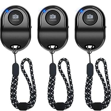 Imagem de Obturador remoto para câmera de iPhone, controle remoto Bluetooth para Android, mãos livres, funciona com tirar um retrato de família de Natal, criar fotos e selfies incríveis, alça de pulso incluída