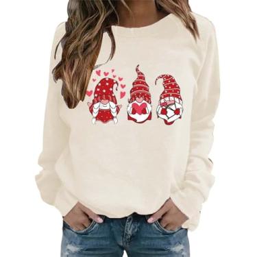 Imagem de Moletom de Dia dos Namorados, camiseta casual com estampa de carta de amor, manga comprida, presente para casais, Bege, P