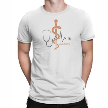 Imagem de Camiseta Faculdade Curso de Medicina Masculina,estampas exclusivas (BR, Alfa, P, Regular, Branco Frontal 2)