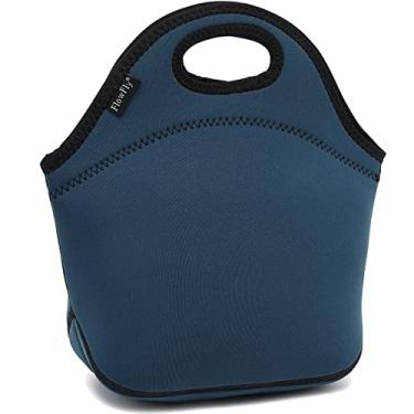 Imagem de FlowFly Lancheira infantil de neoprene com isolamento térmico, bolsa macia, mini bolsa térmica para refeições para meninos, meninas, homens, mulheres, escola, trabalho, escritório, azul marinho