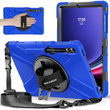 Imagem de BRAECNstock Capa para Samsung Galaxy Tab S10+ Plus/S9 FE+ Plus/S9+ Plus/ S8+ Plus/S7 FE/ S7+ Plus 5G 31.5 cm Capa protetora infantil à prova de choque com suporte para caneta, alça de mão giratória e