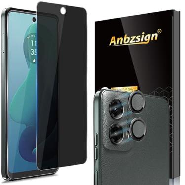 Imagem de Anbzsign [Pacote com 2+2 para Moto G 5G 2024 Protetor de tela de vidro temperado de privacidade e protetor de lente de câmera, película antiespião de dureza 9H compatível com capa para Motorola Moto G