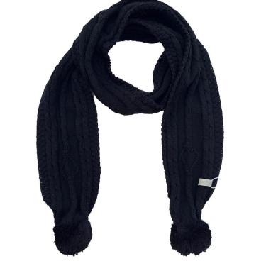 Imagem de Cachecol de Tricô Para Meninas Com Pompom Preto