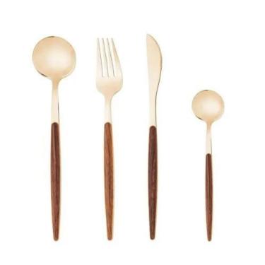 Imagem de Faqueiro Em Inox Organic Dourado Com 24 Peças Lyor