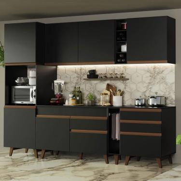 Imagem de Cozinha Completa Madesa Reims Com Armário E Balcão Preto