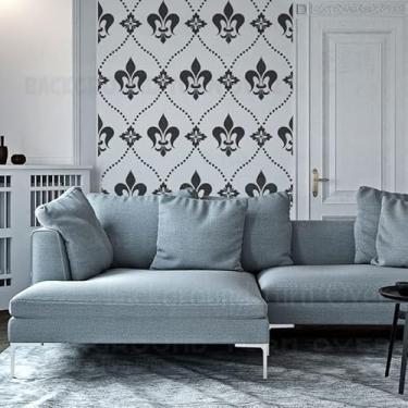 Imagem de Estêncil de 50 cm Damasco Luxo Retrô Vintage Flourish Rococó Barroco para Paredes Modelo de Estênceis Grandes Modelos de Azulejo Reutilizáveis Pintura Pintura Grande Nicho Parede para Mandalas de