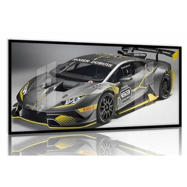 Imagem de Quadro Decorativo Carro Lamborghini Huracan 130x60 Moldura preta 2x2 cm