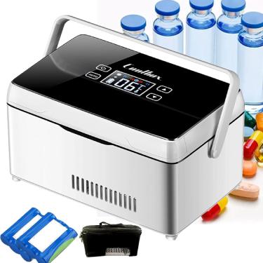 Imagem de Refrigerador portátil para medicamentos de insulina Refrigerador de insulina para medicamentos de viagem Cooler Reefer Container para viagens com display LCD - Mantenha a insulina na tempera