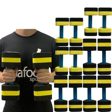 Imagem de Kit 6 Pares Halteres Hidroginástica em EVA P 1-2kg e M 2-3kg Preto/Amarelo Dafoca Sports