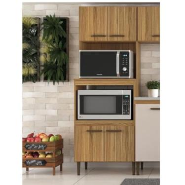 Imagem de Torre Quente 0,70m 4 Portas 2 Nichos para Forno e Microondas Ipê/Cristalo