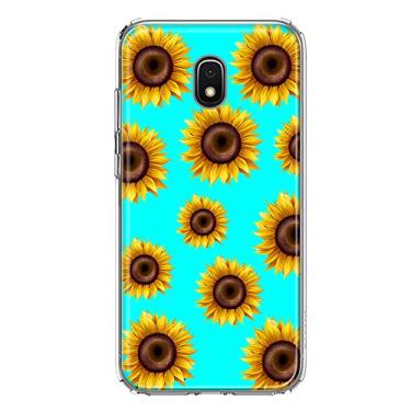 Imagem de MUNDAZE - Para Samsung Galaxy J7 (2018) Star/Crown/Aura Yellow Sunflowers Polkadot on Turquoise Teal Case Slim Hybrid À Prova de Choque Hard Shell Soft TPU Heavy Duty Capa de Telefone Protetora