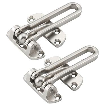 Imagem de WellMade Trava de porta de barra giratória, trava de segurança para crianças e segurança doméstica, fecho de proteção de porta de reforço (níquel acetinado, pacote com 2)