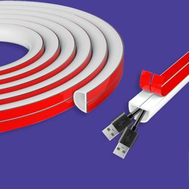 Imagem de Escondedor de cabo de parede – Capa de fio autoadesiva de 295 cm para paredes, capa de cabo flexível para fácil gerenciamento de fios - 1,5 cm A x 1 cm L - Branco