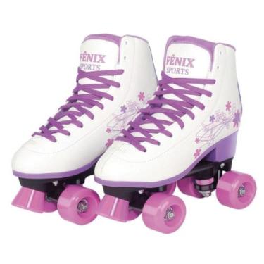 Imagem de Patins Roller Branco Com Roxo 31-34 - Fenix Rl-07B