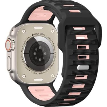 Imagem de Pulseiras masculinas para Apple Watch Ultra 3/Ultra/Ultra 2, silicone à prova d'água de 49 mm, 46 mm, 45 mm, 44 mm e 42 mm, Apple Watch série 11, 10, 9, 8, 7, 6, 5, 4, SE 3, 2 e 1