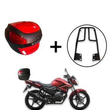 Imagem de Baú 29 Litros Awa Proos + Bagageiro  Fazer 150 2014+, vermelho