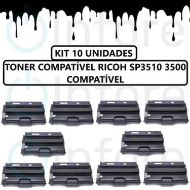 Imagem de Combo 10 Toner Sp3500 3500 5 Un Compatível C/ Ricoh SP3500 SP3510 SP34
