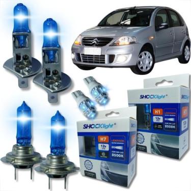 Imagem de Kit lâmpada shocklight super branca farol alto baixo e lanterna h1 h7 