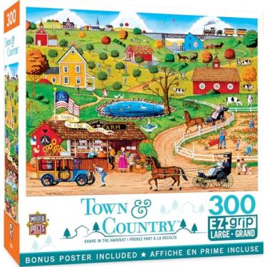 Imagem de MasterPieces Town & Country 300 Puzzles Collection - Share in The Harvest 300 Piece Jigsaw Puzzle