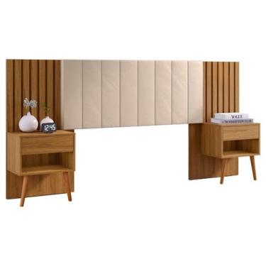 Imagem de Cabeceira Box Zara Com Capitonê E Mesa De Cabeceira - Robel Móveis, Ca