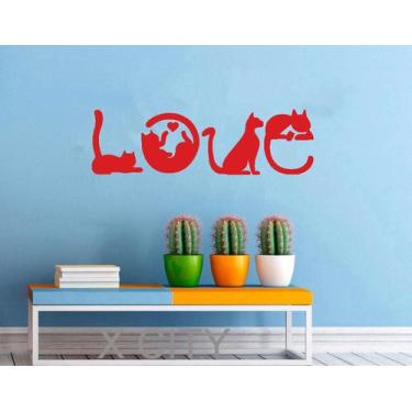 Imagem de Adesivo Gato Love  TAMANHO 70cm x 20,5cm - Decoração Quartos, Salas, P