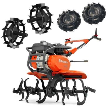 Imagem de Motocultivador MicroTrator Husqvarna Tf338 Rotativa 95cm Rodas de Ferro