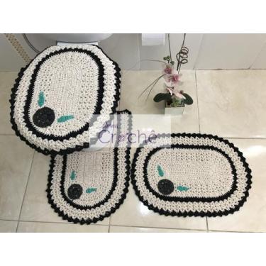 Imagem de Jogo de Banheiro Crochê com Aplicação - Myrna Crochê, Preto