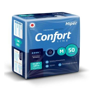Imagem de Fralda Geriátrica M Adulto Antivazamento Confort Line com 50 Unidades 
