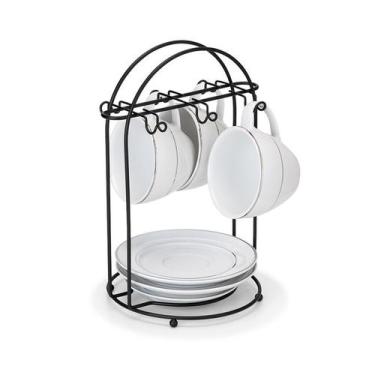 Imagem de Suporte Organizador Porta Xícara De Chá e Café Preto Fosco - ARTHI, U