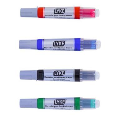 Imagem de Kit 4 Pincel Marcador Quadro Branco Recarregável LYKE