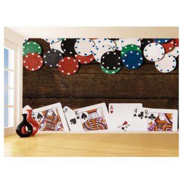 Imagem de Papel De Parede 3D Salão De Jogos Cartas Poker 3,5M Jcs76 - Você Decor