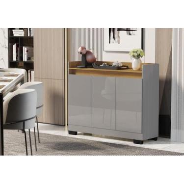 Imagem de Aparador Buffet 3 Portas Real Cinza Com Bege - Rede Móveis - REDE MOVE