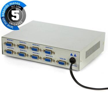 Imagem de Kit Com 5 Vídeo Splitter 1X8 - Distribuidor De Sinal Vga - Cirilo Cabo