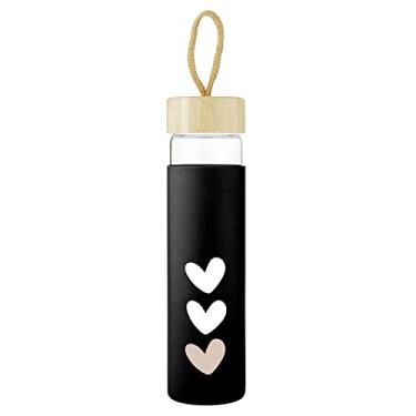 Imagem de Santa Barbara Designs Studio Lili + Delilah Garrafa de água de vidro transparente com manga de silicone, 590 ml, corações