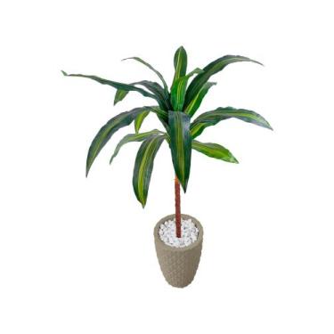 Imagem de Dracena Planta Artificial Muda Variegata Vaso Decorção - Flor de Menti