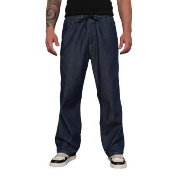 Imagem de Calça Jeans Balão Masculino Perna Reta - Volgue, Jeans escuro, G